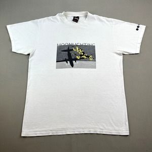 Vintage Stussy T-Shirt Adult Medium White Moonlighting Futura Plane Skydive y2k